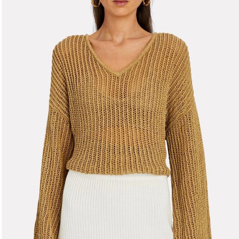 cult gaia hooded sweater. Woven cotton, ties in back. Lightly worn. - Picture 3 of 5